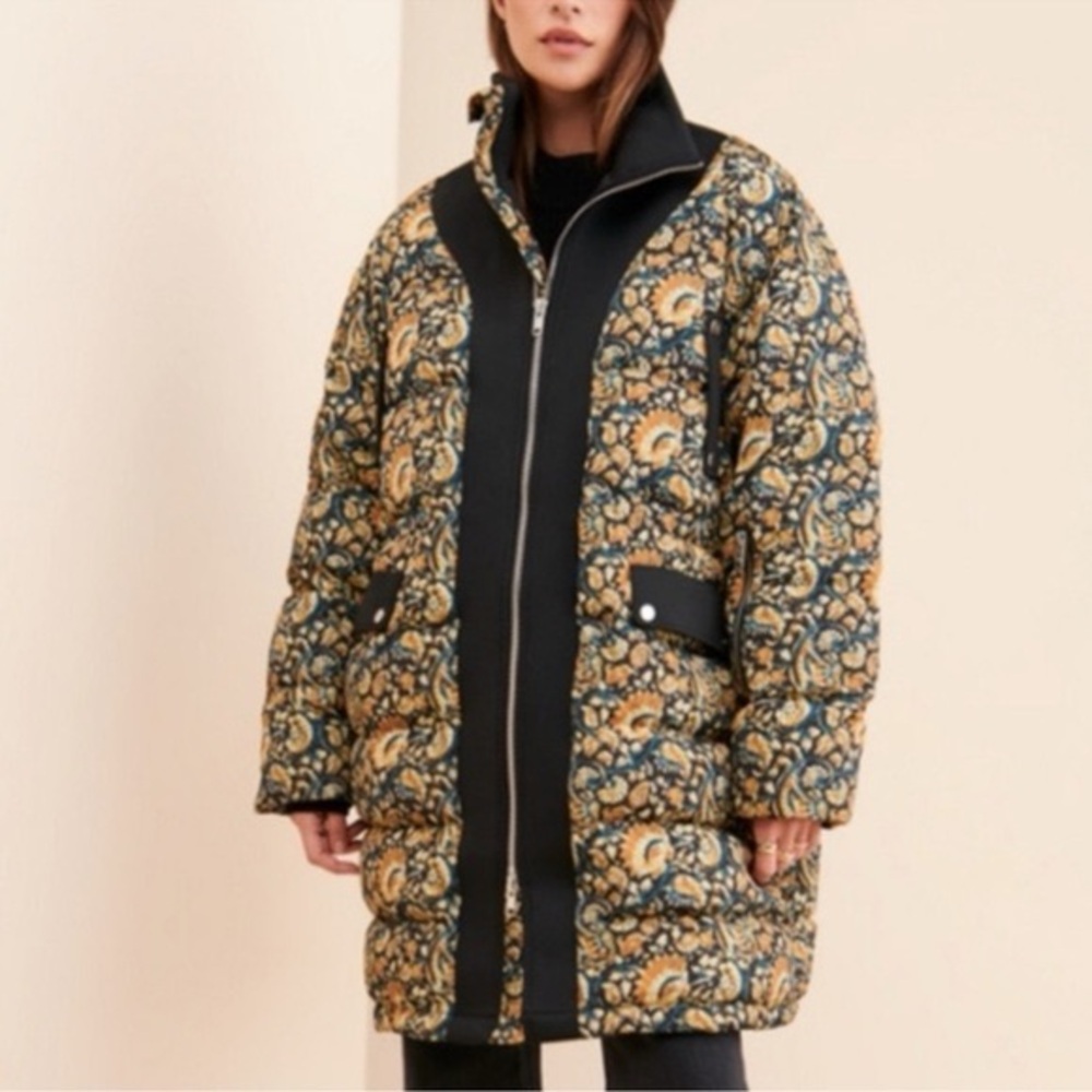Antik Batik Kalak Oversized Printed Puffer Jacket Boho Quilted Coat Anthropologi